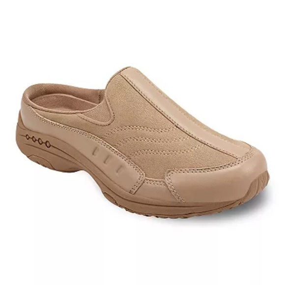 Easy Spirit-Women\'s Traveltime Round Toe Casual Slip-On Mules Taupe Size 7M